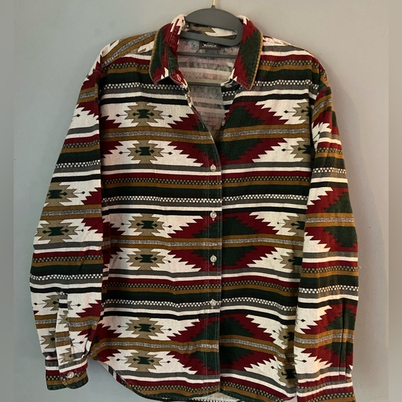 Woolrich Other - Vintage 90s Woolrich Western Aztec Flannel Cotton Button Up Shirt men Medium USA